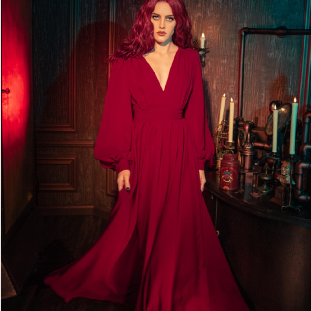 Belladonna Maxi Dress in Crimson Red La Femme En Noir